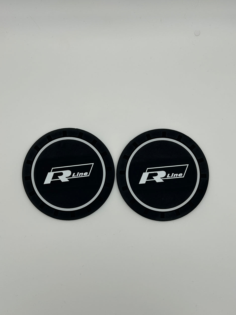 VW R Line Rubber Water  Car Coasters- Black and White