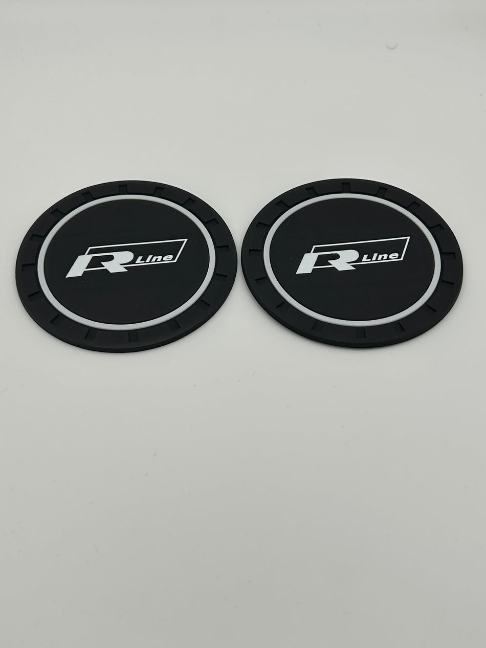 VW R Line Rubber Water  Car Coasters- Black and White