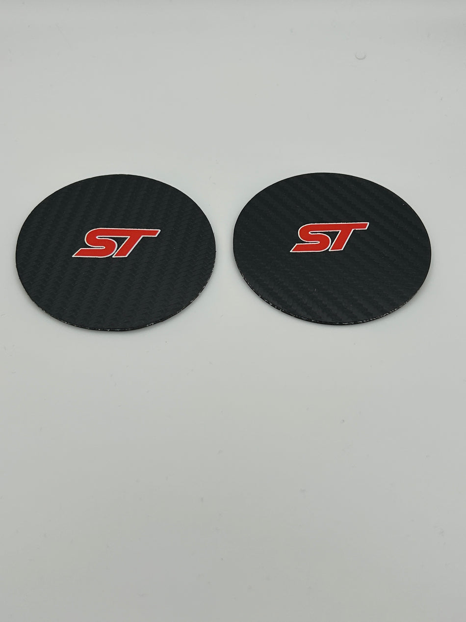 Ford Leather Water Coasters- Carbon effect