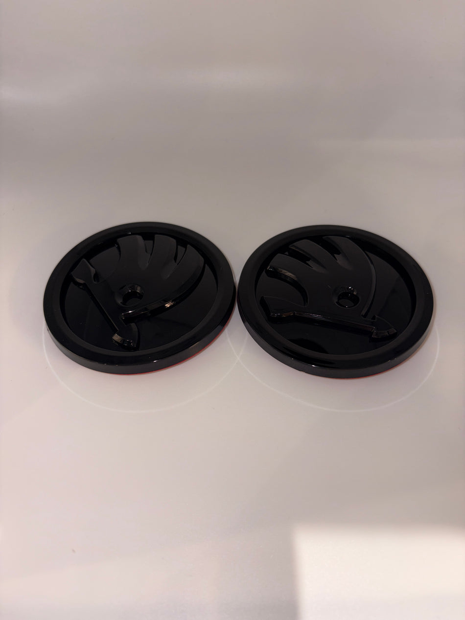 Skoda Emblem- Gloss Black- 90mm 2 Pack