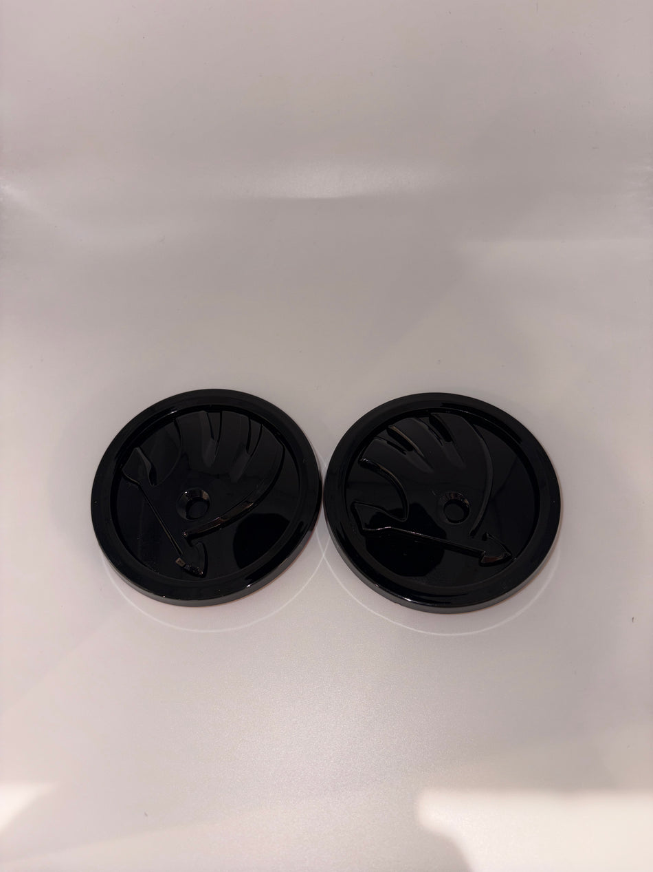 Skoda Emblem- Gloss Black- 90mm 2 Pack