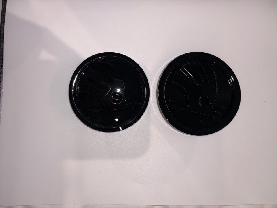 Skoda Emblem- Gloss Black- 80mm/ 90mm 2 Pack