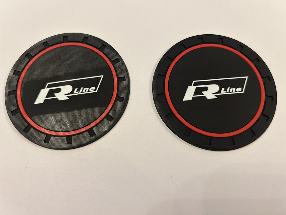 VW R Line Rubber Water  Car Coasters- Black and Red