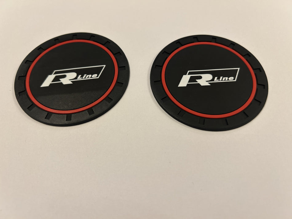 VW R Line Rubber Water  Car Coasters- Black and Red